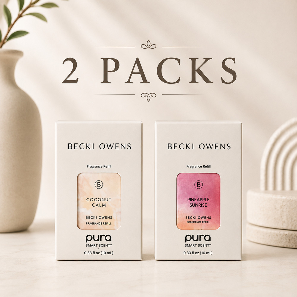 Pura x Becky Owens Fragrance Refill 2 Pack – Coconut Calm & Pineapple Sunrise
